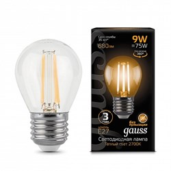 Лампа Gauss Filament Шар 9W 680lm 2700К Е27 LED 1/10/50 105802109 - фото 27924