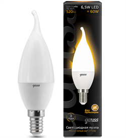 Лампа Gauss Свеча на ветру 6.5W 520lm 3000K E14 LED 1/10/50 104101107 - фото 27941