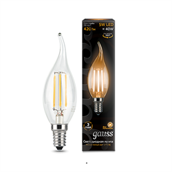 Лампа Gauss Filament Свеча на ветру 5W 420lm 2700К Е14 LED 1/10/50 104801105 - фото 27942
