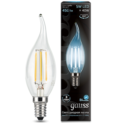 Лампа Gauss Filament Свеча на ветру 5W 450lm 4100К Е14 LED 1/10/50 104801205 - фото 27943
