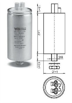Конденсатор _WTB 32 мкФ ±5% 250V  d45 l90 M8x10 (Алюм. корпус/Wago/-40C...+85C)    3шт 536390 - фото 28364