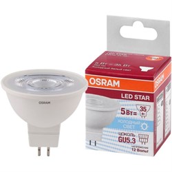 Лампа светодиодная LS MR16 3536  5W/840 (=35W) 12V  GU5.3 350lm  36° 15000h  OSRAM 4058075481312 - фото 30785