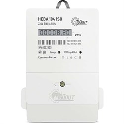 Счетчик э/энергии 1-фаз.,  5 - 60А к.т.1.0, 1-тар. электр. на 3 винта, ЖКИ "Нева" НЕВА 104 1S0 230V 5(60)А ЖКИ - фото 33893