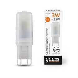 Лампа Gauss Elementary G9 AC220-240V 3W 240lm 3000K пластик LED 1/10/200 14913 - фото 34345
