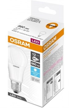 Лампа E27 Osram LED BASE CLASSIC A90 12W/840, 860лм, 4000К, дневной свет, светодиодная, матовая, 1 шт 4058075527270 - фото 34427