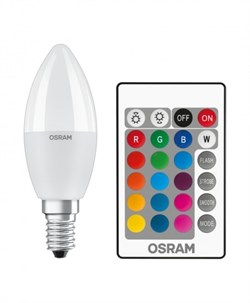 Свеча LEDS CL B 25 REM 4,5W/827 230V FR RGBW E14 6XBLI1 OSRAM - лампа  +пульт 4058075045736 - фото 34434