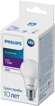 LED лампа Ecohome LEDBulb   7-65W E27 840 220V A60 матов.  540lm -   PHILIPS 929002298717 - фото 34474