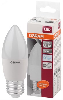 Лампа светодиодная OSRAM LED Star B, 600 лм, 6,5Вт (замена 60Вт), 6500K (холодный белый свет). Цокол 4058075467668 - фото 35155