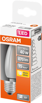 LEDSCLB40 4W/827 230VGLFR E27 10X1 OSRAM 4058075437265 - фото 36479