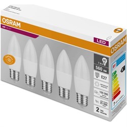 Лампы светодиодные OSRAM LED Value B, 560 лм, 6,5 Вт, 4000К (нейтральный белый свет), Цоколь E27, упаковка 5 шт. 4058075578043 - фото 37176