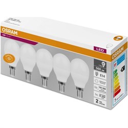Лампа светодиодная OSRAM LED Value P, 560лм, 6,5Вт (замена 60Вт), 4000К (нейтральный белый свет). Цоколь E14, упаковка 5 шт. 4058075578135 - фото 37179