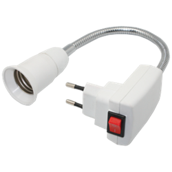 Ecola base Переходник вилка-патрон E27 гибкий 300мм c выключателем Белый APF7SWEAY - фото 37184