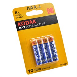 Батарейки Kodak Max LR03 ААА BL4 (блистер 4шт) 12124Б - фото 37584