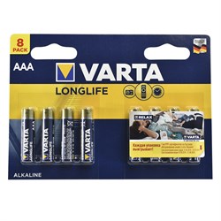 Батарейки VARTA LONGLIFE LR03 ААА BL8 (блистер 8 шт) 4008496681969 - фото 37650
