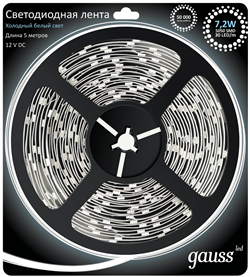 Лента LED 5050/30-SMD 7.2W  12V DC холодный белый (блистер 5м) 312000307 - фото 37892
