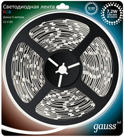 Лента LED 5050-SMD 7.2W 12V DC RGB (блистер 5м) 312000407 - фото 37894