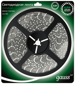 Лента LED 2835/60-SMD 4.8W  12V DC зеленый (блистер 5м) 312000605 - фото 37895