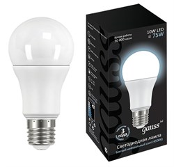 Лампа Gauss A60 10W 920lm 4100K E27 шаг. диммирование LED 1/10/50 102502210-S - фото 37900