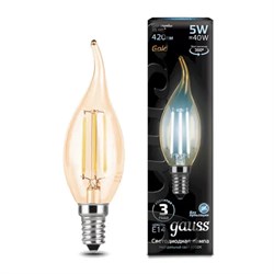 Лампа Gauss Filament Свеча на ветру 5W 420lm 4100К Е14 golden LED 1/10/50 104801805 - фото 37925