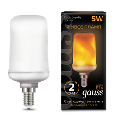 Лампа Gauss T65 5W 20-80lm 1500K E14 Flame LED 1/10/100 157401105 - фото 38011