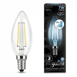 Лампа Gauss Filament Свеча 7W 580lm 4100К Е14 шаг. диммирование LED 1/10/50 103801207-S - фото 38013