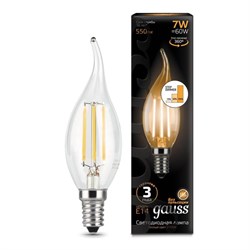 Лампа Gauss Filament Свеча на ветру 7W 550lm 2700К Е14 шаг. диммирование LED 1/10/50 104801107-S - фото 38023
