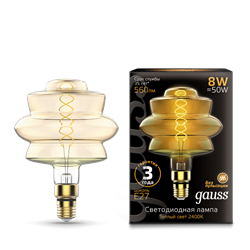 Лампа Gauss Filament BD180 8W 560lm 2400К Е27 golden flexible LED 1/4 161802008 - фото 38053