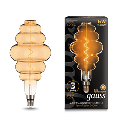 Лампа Gauss Filament Honeycomb 6W 420lm 2400К Е27 golden flexible LED 1/6 158802006 - фото 38056