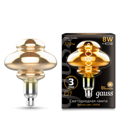 Лампа Gauss Filament BD160 8W 330lm 2400К Е27 gray flexible LED 1/6 162802008 - фото 38057