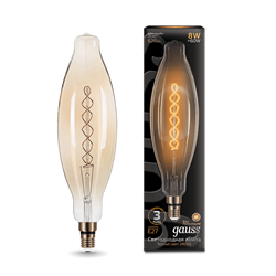 Лампа Gauss Filament BT120 8W 620lm 2400К Е27 golden flexible LED 1/10 156802008 - фото 38064