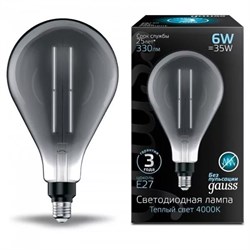Лампа Gauss Filament PS160 6W 330lm 4000К Е27 gray straight LED 1/6 179802205 - фото 38075