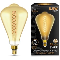Лампа Gauss Filament ST164 8.5W 660lm 2000К Е27 golden flexible LED 1/6 157802105 - фото 38116