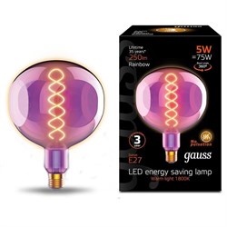 Лампа Gauss Filament G150 5W 250lm 1800К Е27 rainbow LED 1/6 1007802103 - фото 38117