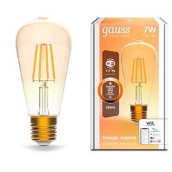 Лампа Gauss Smart Home Filament ST64 7W 720lm 2500К E27 диммируемая LED 1/10/40 1290112 - фото 38124