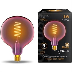 Лампа Gauss Filament G125 5W 190lm 1800К Е27 pink flexible LED 1/10 1011802105 - фото 38130