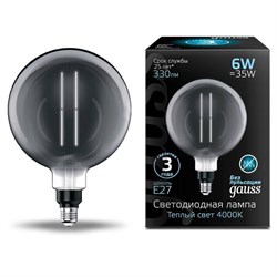 Лампа Gauss Filament G200 6W 330lm 4000К Е27 gray straight LED 1/6 154802205 - фото 38144