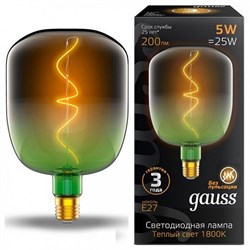 Лампа Gauss Filament V140 5W 200lm 1800К Е27 green-clear flexible LED 1/6 1009802105 - фото 38164