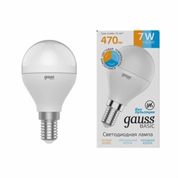 Лампа Gauss Basic Шар 7W 470lm 3000K-4000K-6500K Е14 изм.цвет.темп. LED 1/10/100 1053147 - фото 38176