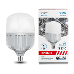 Лампа Gauss Elementary T160 95W 8800lm 6500K E40 Promo LED 1/8 60430 - фото 38228