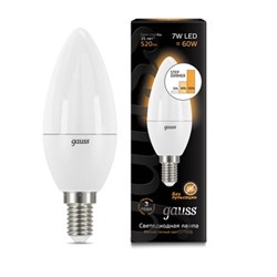 Лампа Gauss Свеча 7W 520lm 3000К E14 шаг. диммирование LED 1/10/100 103101107-S - фото 38331