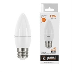 Лампа Gauss Elementary Свеча 12W 950lm 3000K E27 LED 1/10/100 30212 - фото 38332