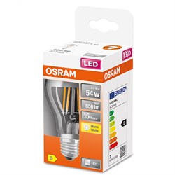 Лампа светодиодная OSRAM LS CLA50 MIR S 6,5W/827 230V FIL E27 4058075427860 - фото 38733