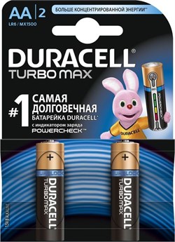Батарейки Duracell Turbo Max LR06 АА пальчиковые BL2 (блистер 2шт) 81628634 PR - фото 38852