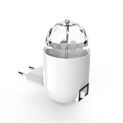 Светильник розеточный 3W 220-240V белый с фиксированной проекцией "диско"  LED 1/100 DIY0041 - фото 40401