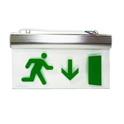 Указатель эвакуационный двухсторонний светодиодный , ГРАВИРОВАНИЕ "Направление вниз", белый свет светодиодов. Батарея:Ni-Cd, 3.6 V PL EM 1.0 гравировка Направление вниз - фото 40561