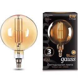 Лампа Gauss Filament G200 8W 780lm 2400К Е27 golden LED 1/6 153802008 - фото 40597