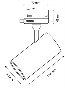 Светильник BITTY GU10 max 50W GA69, белый - трековый   TL-HG-2101-W - фото 40830