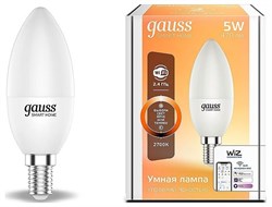 Лампа Gauss Smart Home С37 5W 470lm 2700К Е14 диммируемая LED 1/10/40 1100112 - фото 40901