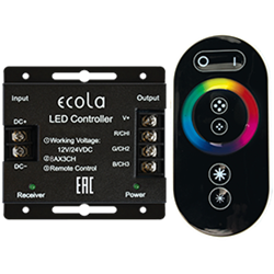 Ecola LED strip RGB RF controller 24A 288W 12V (576W 24V) с кольцевым сенсорным черным радиопультом RFC24BESB - фото 40935