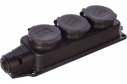 Колодка UNIVersal тройная однофазная (еврослот) с заглушками с/з каучук 16А 250В IP44 602230 - фото 40945